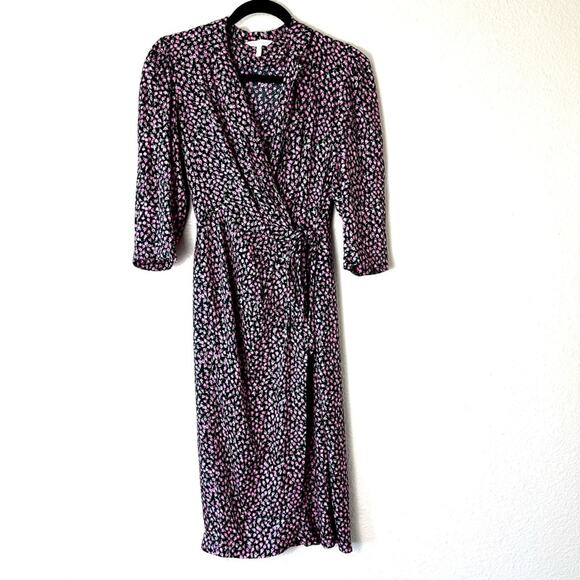 Rebecca Taylor Wild Rose Silk Blend Faux Wrap Dress Size 2 - Picture 2 of 11